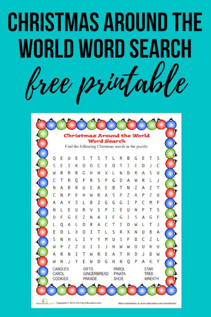 Get This Free Printable Christmas Around The World Word Search
