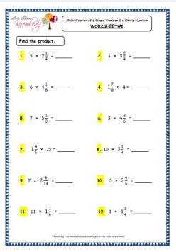 Multiply Mixed Numbers With Whole Numbers