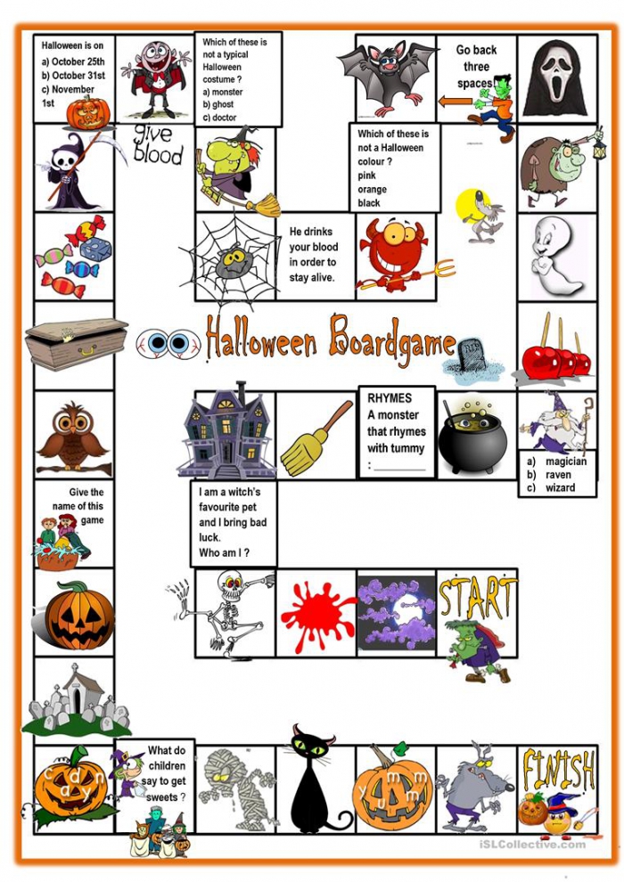 Halloween Board Game Worksheets 99Worksheets