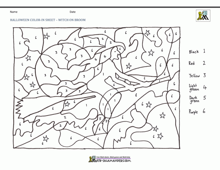 Halloween Color By Number Worksheets 99Worksheets
