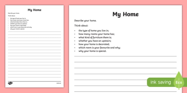 Houses And Homes Describe Your Home Worksheet  Worksheet