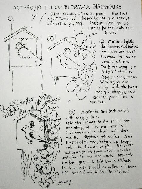 How To Draw A Birdhouse Project And Worksheet