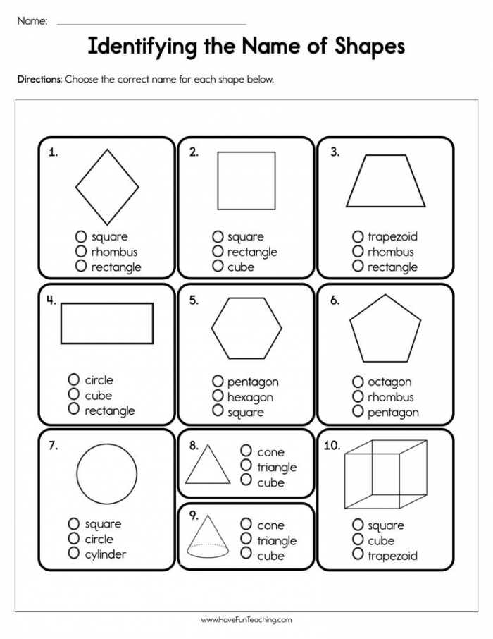 Identifying The Name Of Shapes Worksheet  Have Fun Teaching