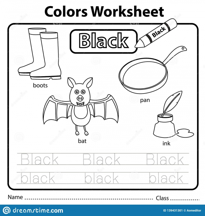 Illustrator Of Color Worksheet Black Stock Vector