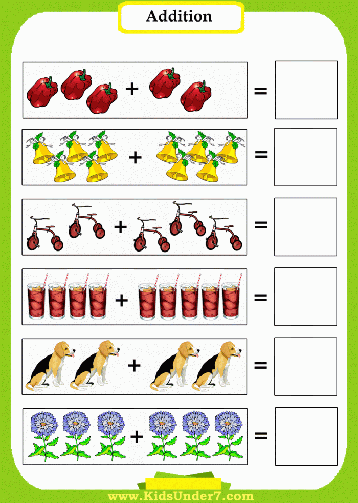 Preschool Addition #7 Worksheets | 99Worksheets