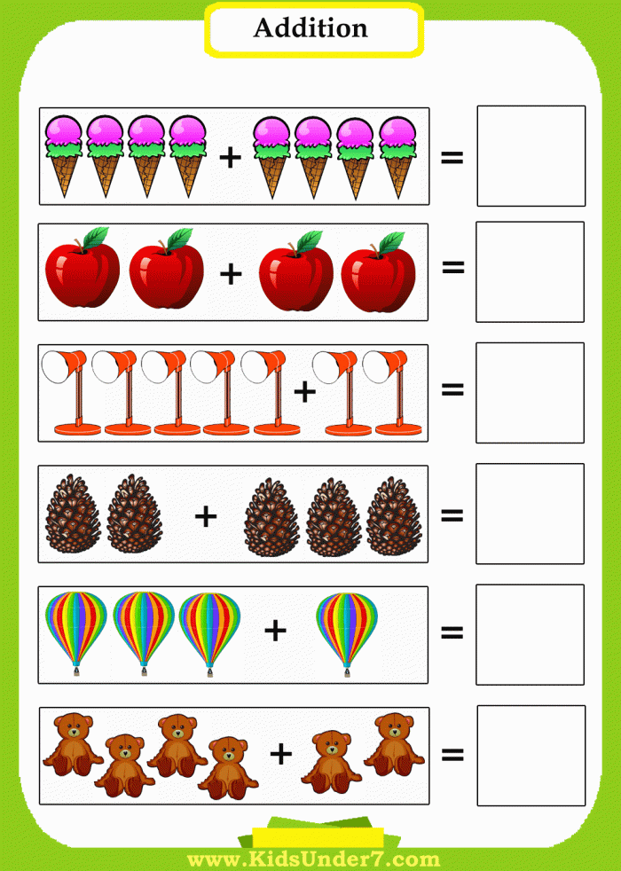 Preschool Addition 7 Worksheets 99Worksheets