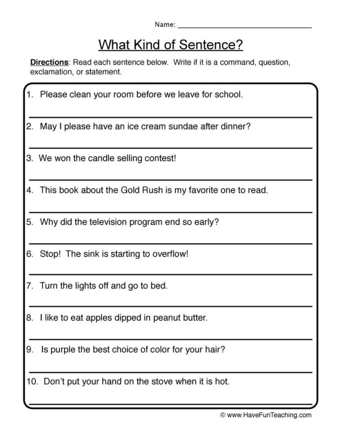 The Best Sentences That Ever Were Worksheets | 99Worksheets