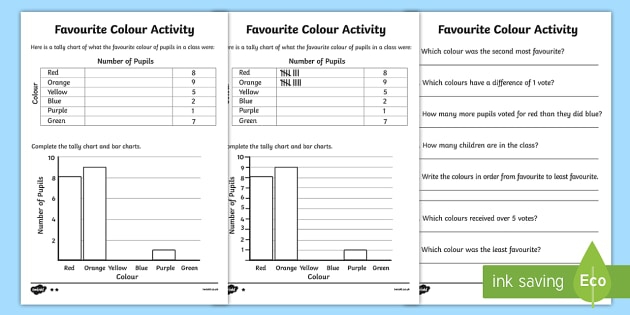 Ks Favorite Color Tally And Bar Chart Worksheets