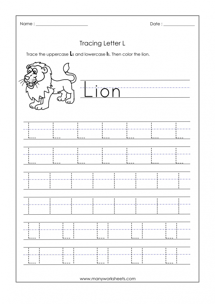 Letter L Worksheets For Kindergarten  Trace Dotted Letters