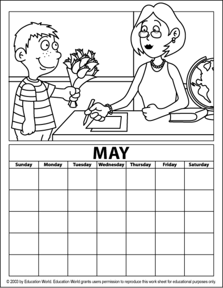 May Coloring Calendar