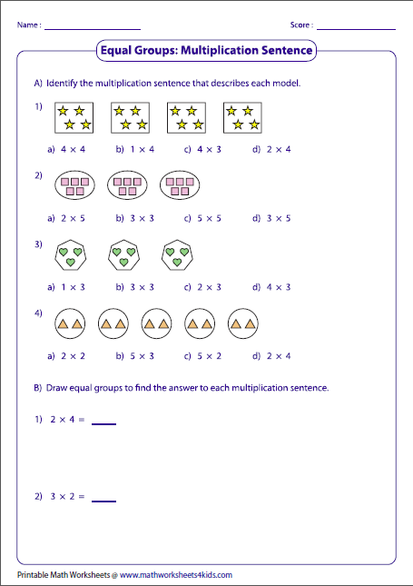 Multiplication With Equal Groups And Arrays Worksheets