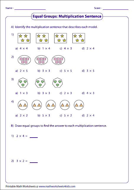  Multiplication Equal Group Problems Part One Worksheets 99Worksheets