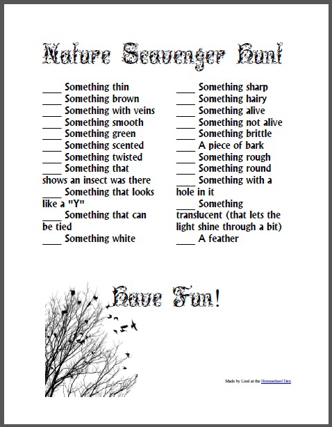 Nature Scavenger Hunt Free Download