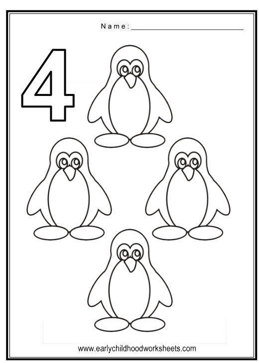 Preschool Math: All About The Number 4 Worksheets | 99Worksheets