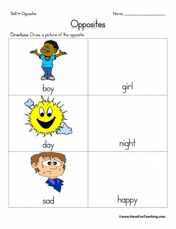 Opposites Drawings Worksheet  Have Fun Teaching