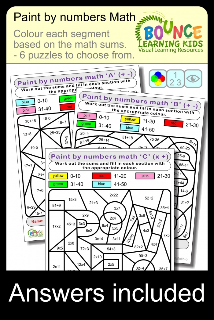 Paint By Numbers Fun Math Puzzles  Distance Learning Worksheets