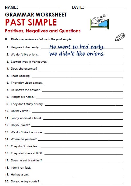 Get Into Grammar: Past Tense Worksheets | 99Worksheets