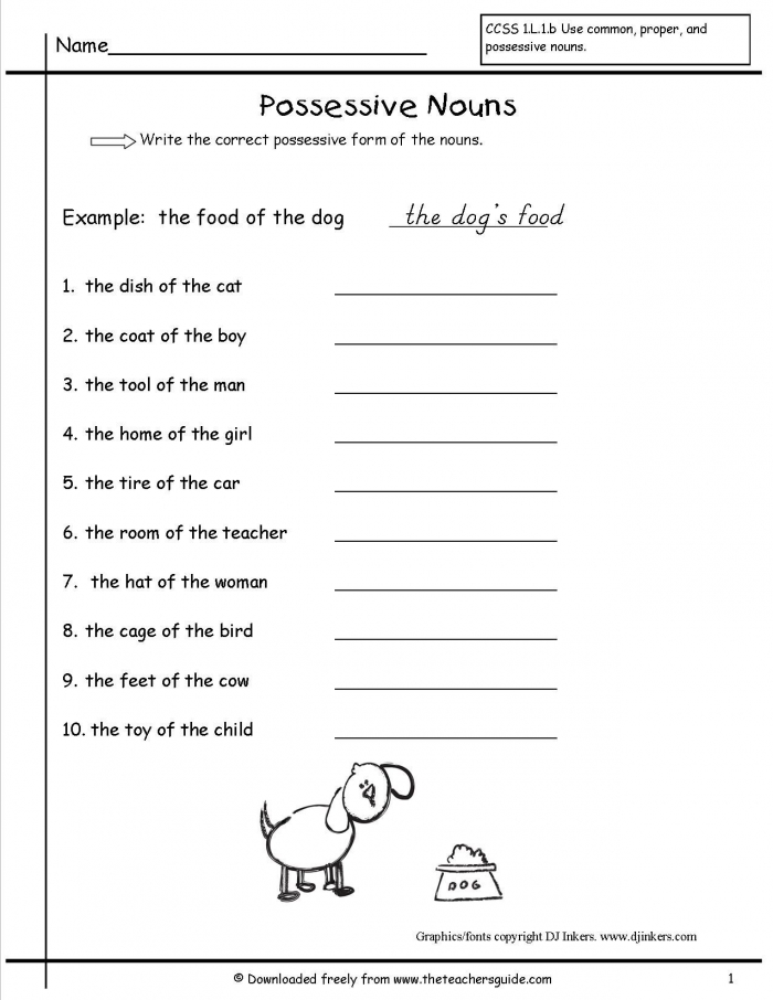 Singular Possessive Worksheet Pdf