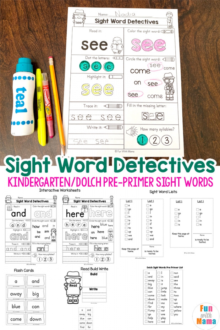 Pre K Sight Words Worksheets