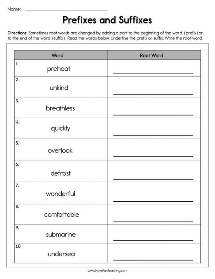 Prefixes And Suffixes Root Words Worksheet  Have Fun Teaching