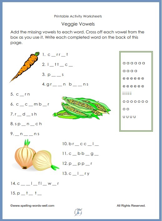 Fruits And Vegetables Spelling Practice! Worksheets | 99Worksheets