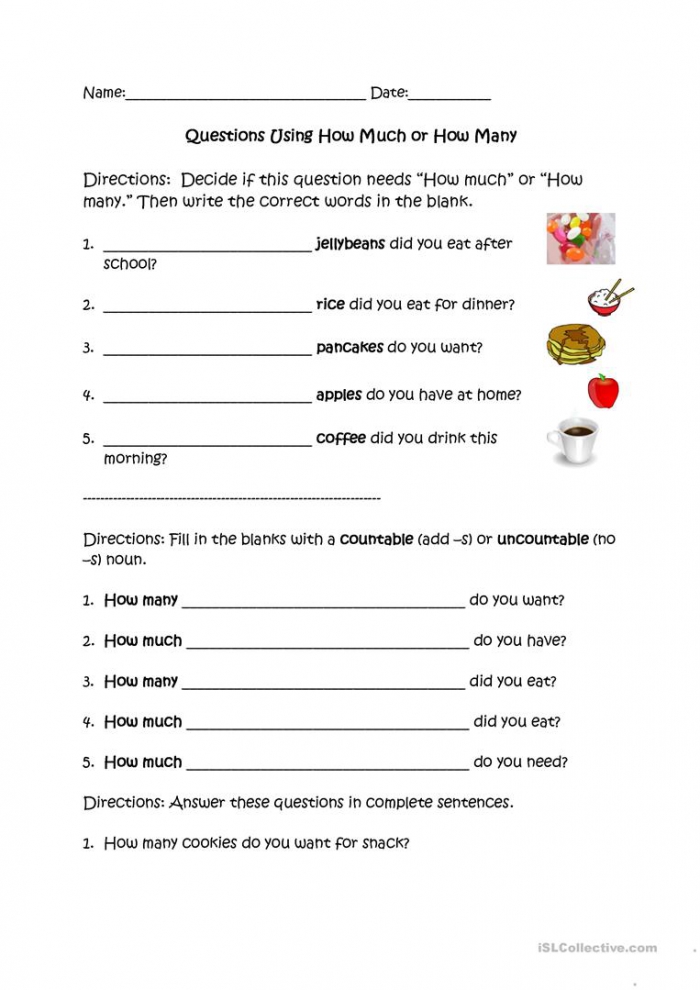 Questions Using How Much Or How Many