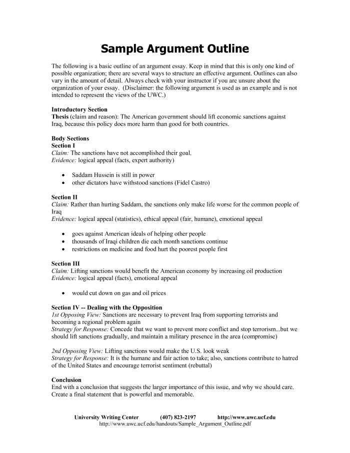 Sample Argument Outline