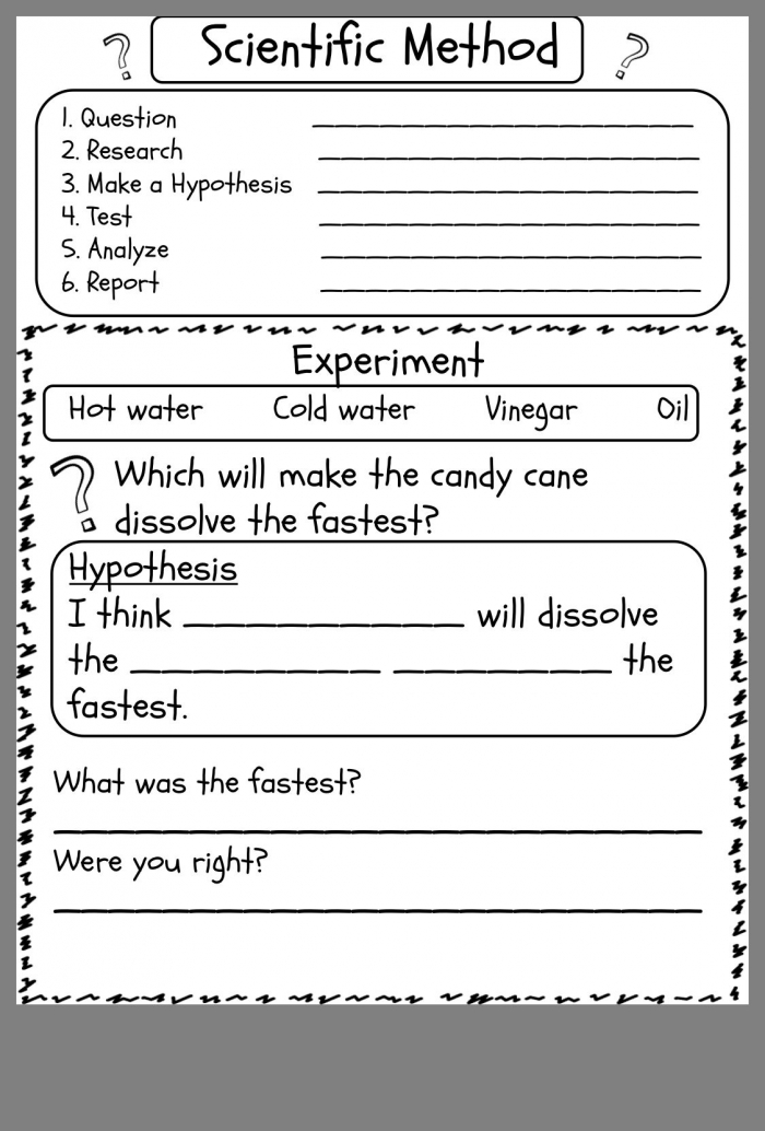 Scientific Method Experiment Worksheet