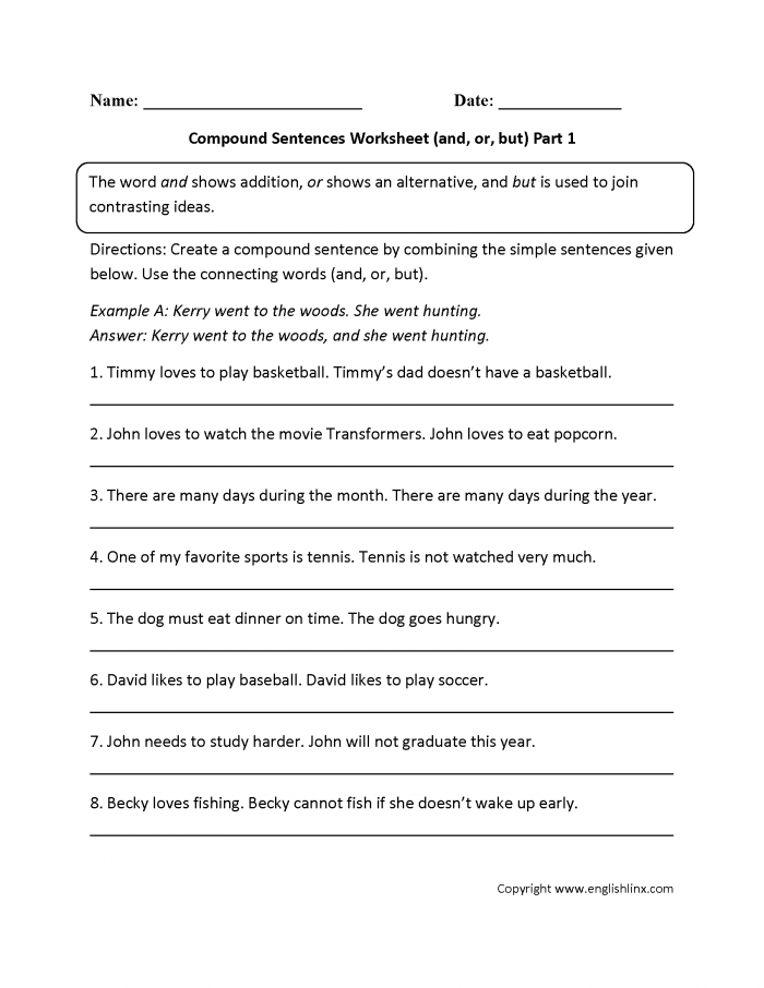 Simple Compound Complex Sentences Exercises Worksheets