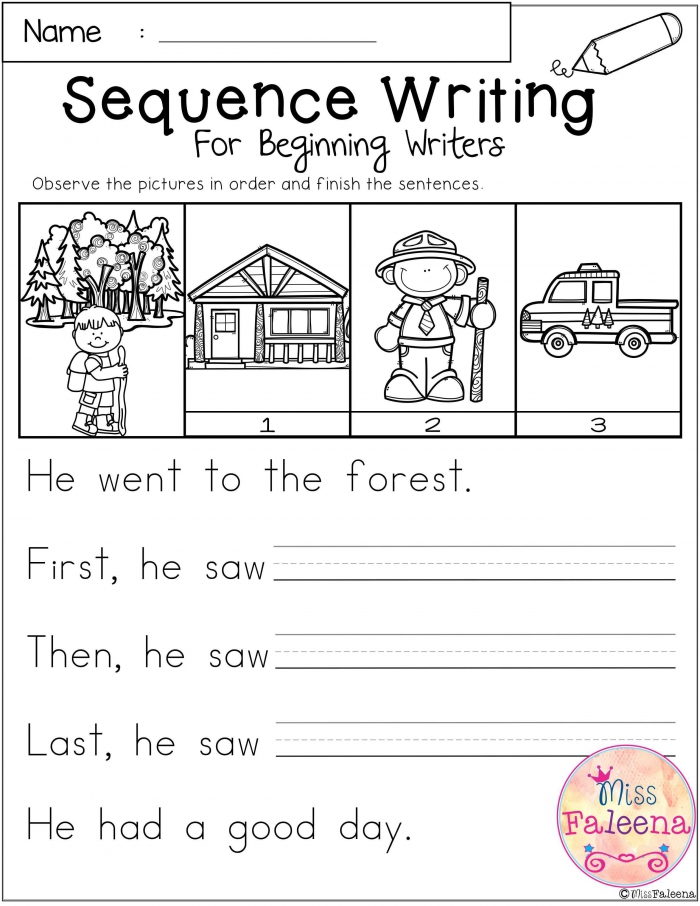 September Sequence Writing For Beginning Writers