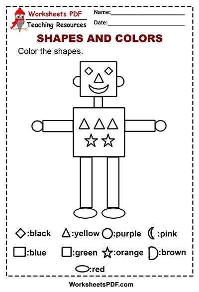 Robot Shapes Worksheets | 99Worksheets