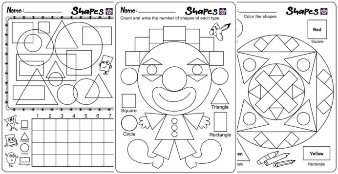 Shapes And Colors Worksheets For Kindergarten Students Fun Games