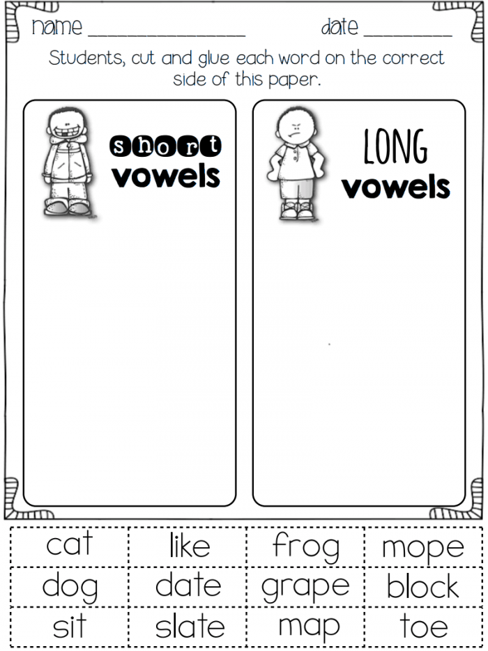 Short Vowellong Vowel Worksheetpdf