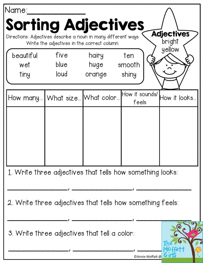 Free Printable Worksheets On Adjectives For Grade 3
