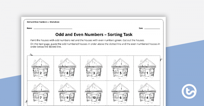 Sorting Odd And Even Numbers Worksheet Teaching Resource