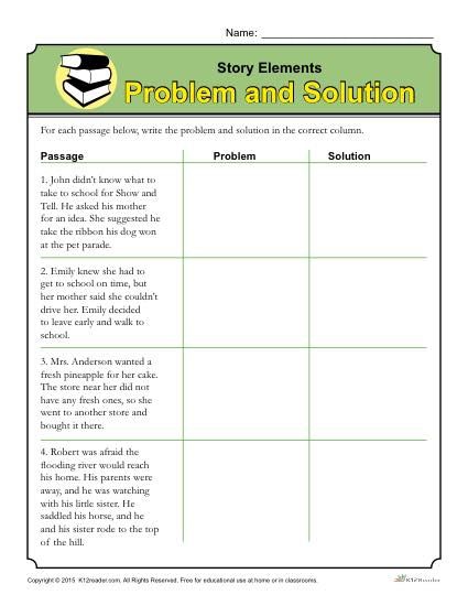 problem and solution story 4th grade