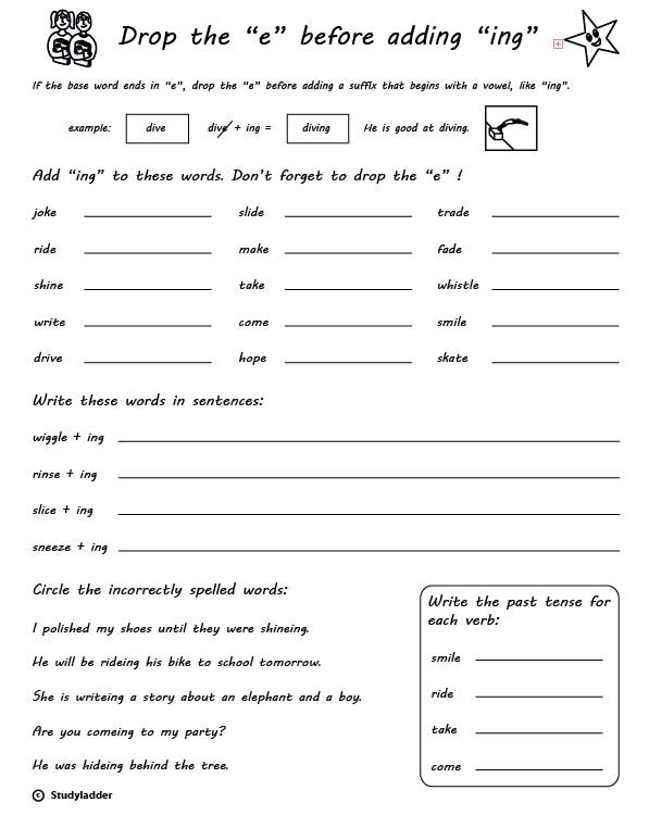 Rule: adding suffixes 's', 'ing' and 'ed' - Studyladder