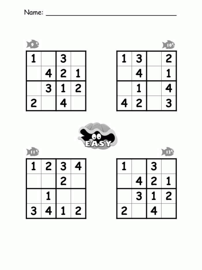 Printable Sudoku Puzzles 4x4