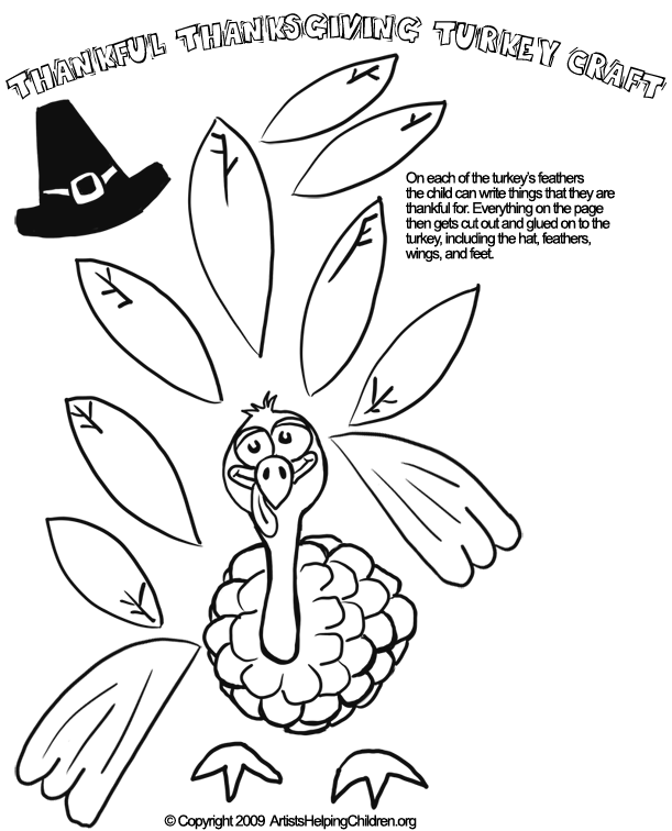 Thanksgiving Turkey Paper Doll Crafts Activity Coloring Pages