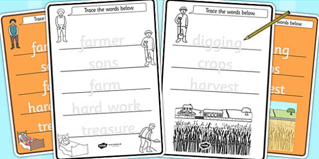 The Farmer And His Sons Trace The Words Worksheets