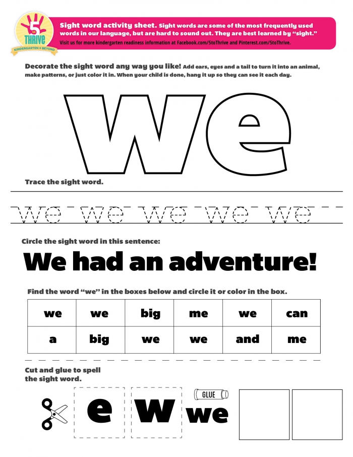 Spruce Up The Sight Word We Worksheets 99Worksheets