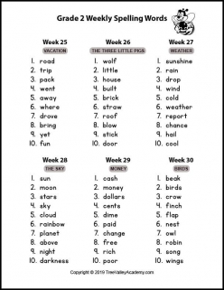 themed grade spelling words 9