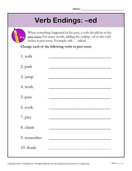 Free Printable Ed And Ing Worksheets