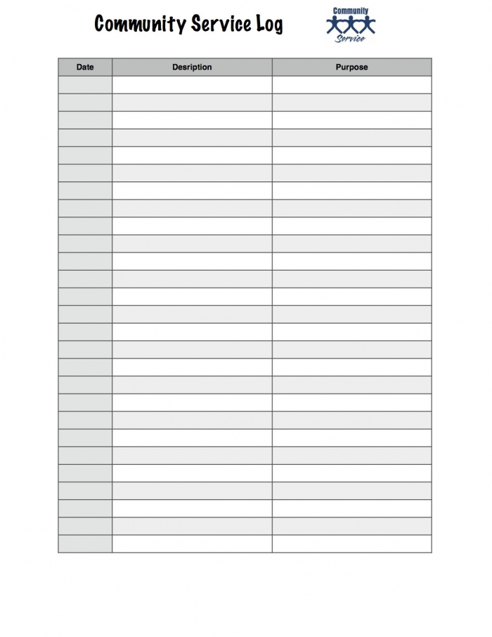 Worksheet I Made Up For Keeping Track Of Community Service