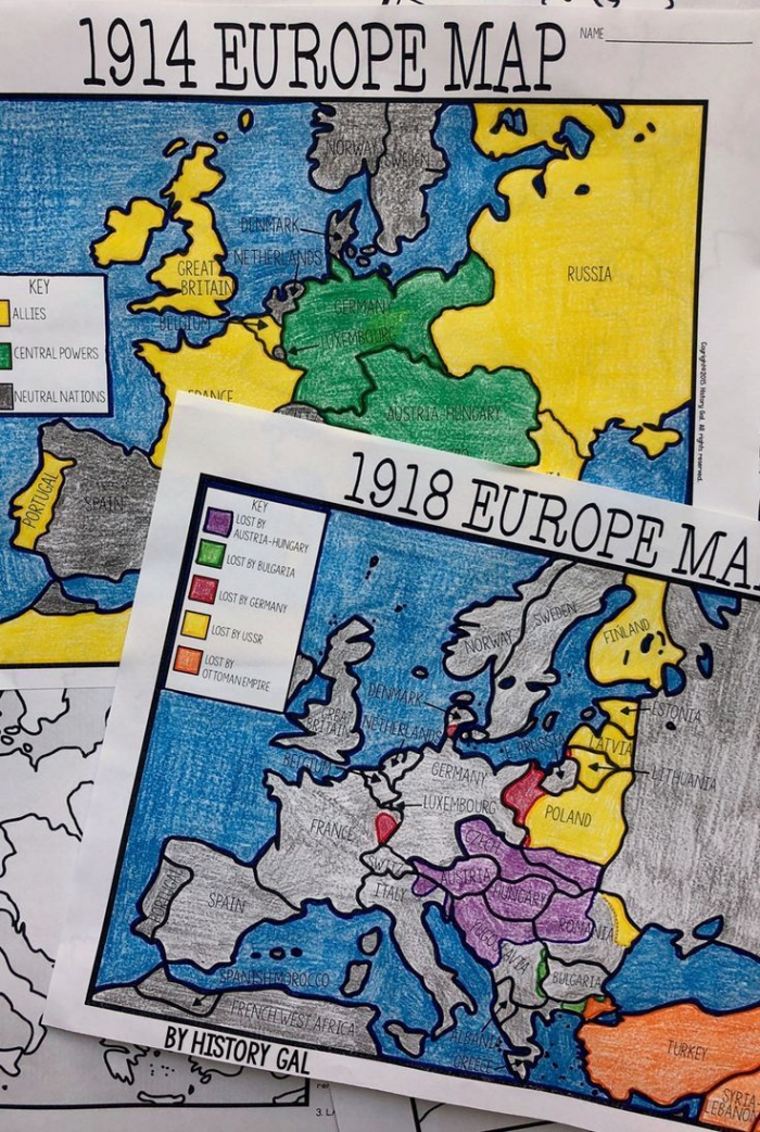 World War I Map Activity  And  Europe Maps