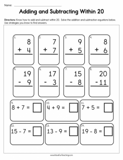 Assessment: Subtraction To 20