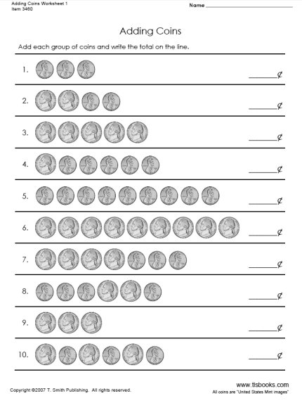 Adding Coins Worksheets  And