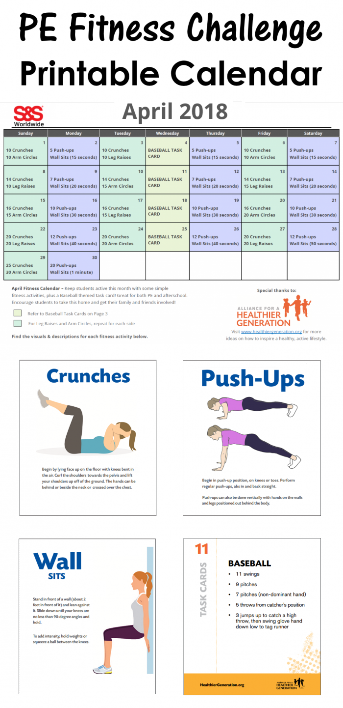 April Printable Fitness Challenge Calendar