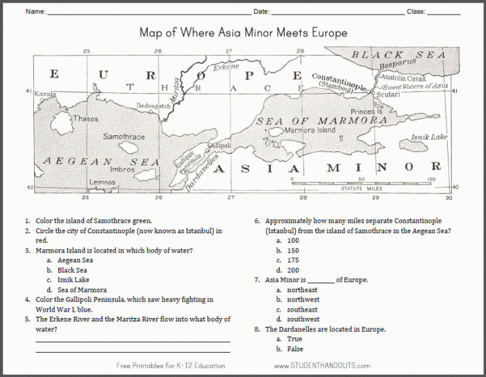 Asia Minor Meets Europe Map Worksheet