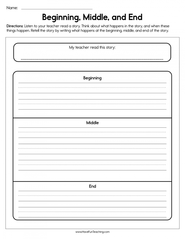 Beginning  Middle  And End Worksheet  Have Fun Teaching